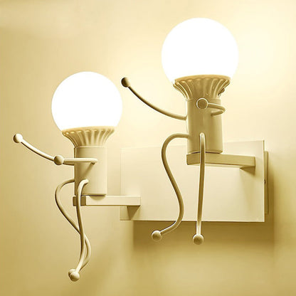 Frendorf | Zwart/Wit Menselijke Vorm Wandlamp Art Deco Metallic 1/2-Kop Bedside Wandgemonteerde Verlichting