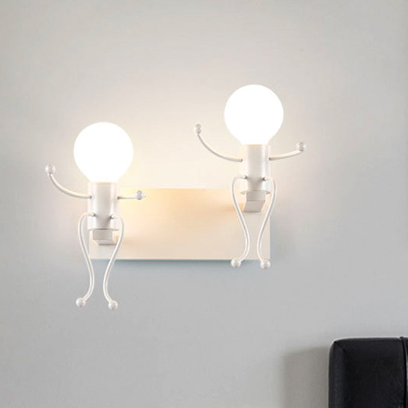 Frendorf | Zwart/Wit Menselijke Vorm Wandlamp Art Deco Metallic 1/2-Kop Bedside Wandgemonteerde Verlichting