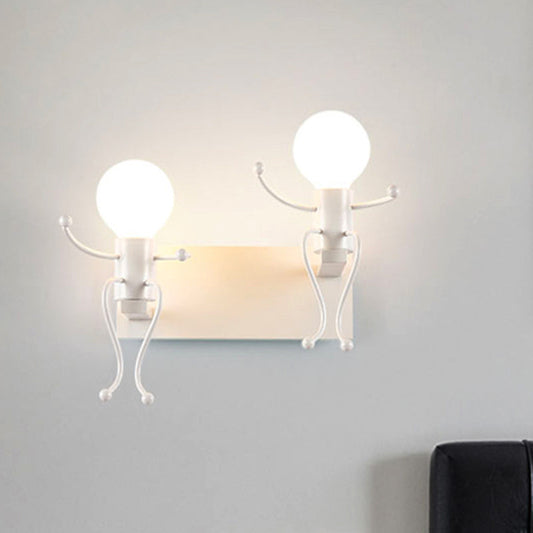 Frendorf | Zwart/Wit Menselijke Vorm Wandlamp Art Deco Metallic 1/2-Kop Bedside Wandgemonteerde Verlichting