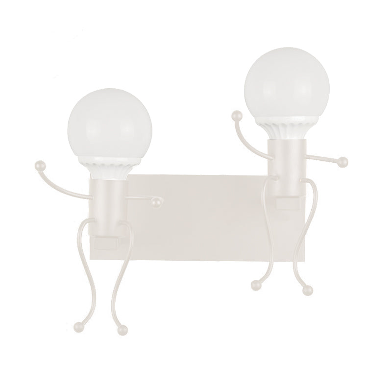 Frendorf | Zwart/Wit Menselijke Vorm Wandlamp Art Deco Metallic 1/2-Kop Bedside Wandgemonteerde Verlichting