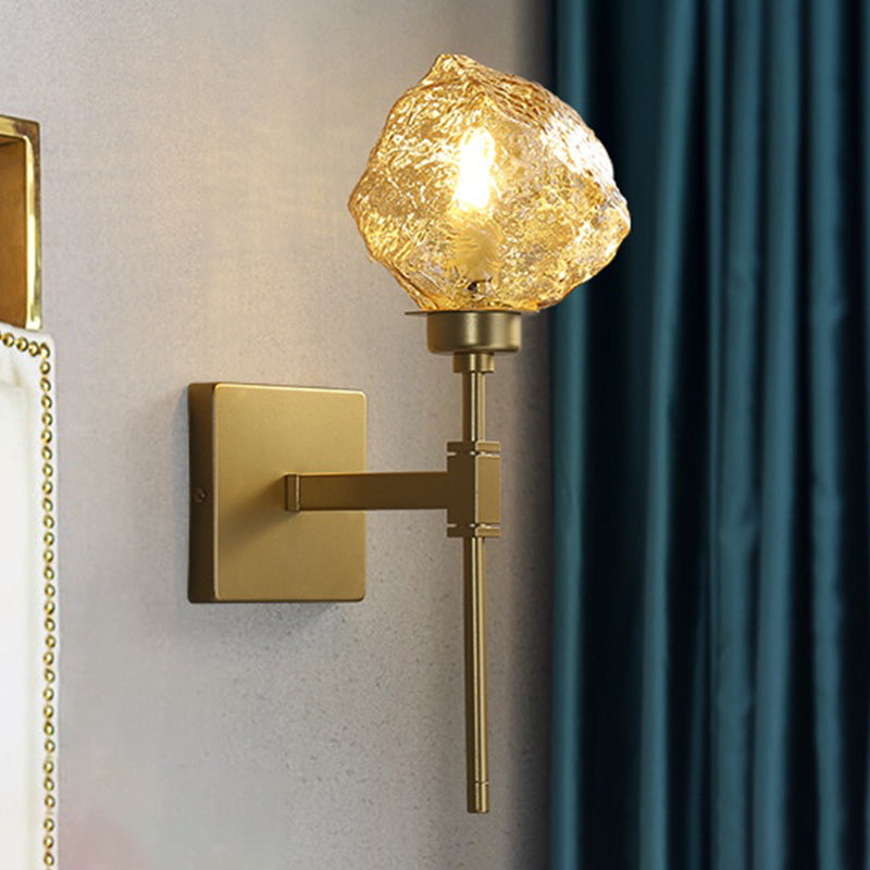 Frendorf | Ice Block Woonkamer Wandlamp Wandlamp Traditioneel Metaal 1 Kop Rook Grijs/Amber Wandverlichting Fixture