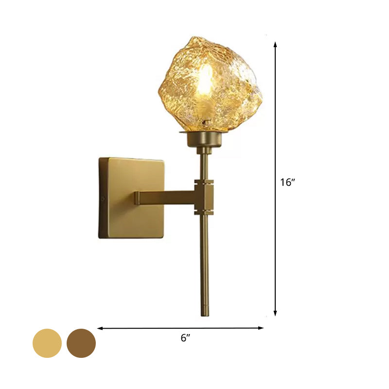 Frendorf | Ice Block Woonkamer Wandlamp Wandlamp Traditioneel Metaal 1 Kop Rook Grijs/Amber Wandverlichting Fixture