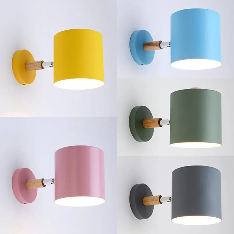 Frendorf | Draaibare Cilinder Wandlamp Één Hoofd Macaron Stijl Metalen Wandlamp voor Kinderkamer