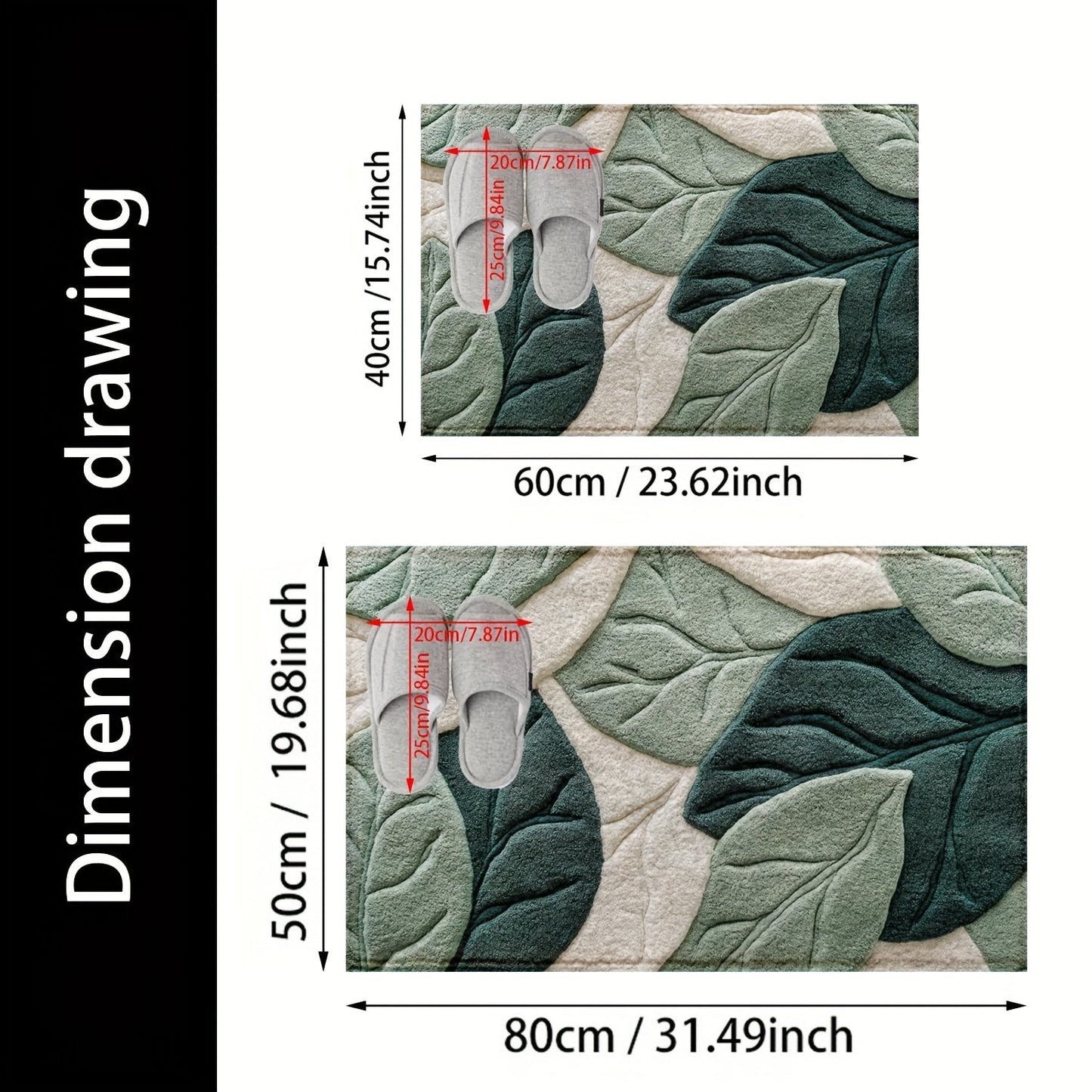 Frendorf | Blätter Badematte – Absorbierend, Plüschig und Bequem für das Badezimmer