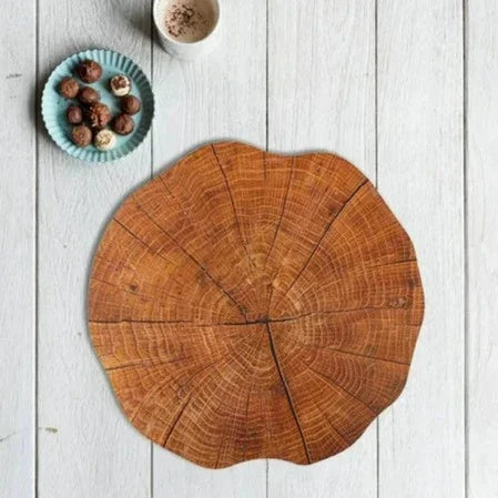 Frendorf | WoodCharm 4er-Set Baumring-Tischsets | Natürliche Holzoptik | Hitzebeständig & Rutschfest