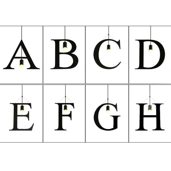 1 Licht Buchstabenförmige Pendelleuchte Industrie Schwarz Edelstahl Verstellbare Deckenleuchte für Schlafzimmer