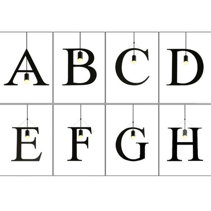 1 Licht Buchstabenförmige Pendelleuchte Industrie Schwarz Edelstahl Verstellbare Deckenleuchte für Schlafzimmer