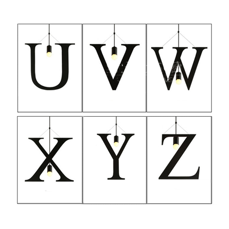 1 Licht Buchstabenförmige Pendelleuchte Industrie Schwarz Edelstahl Verstellbare Deckenleuchte für Schlafzimmer