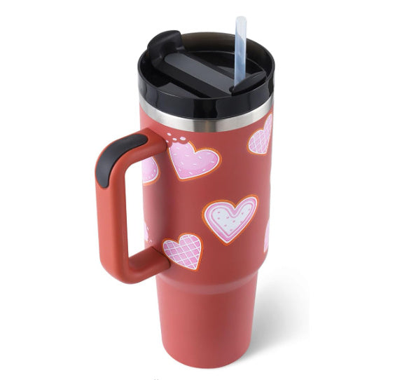 40 Oz Tumbler mit Griff Strohhalm isoliert