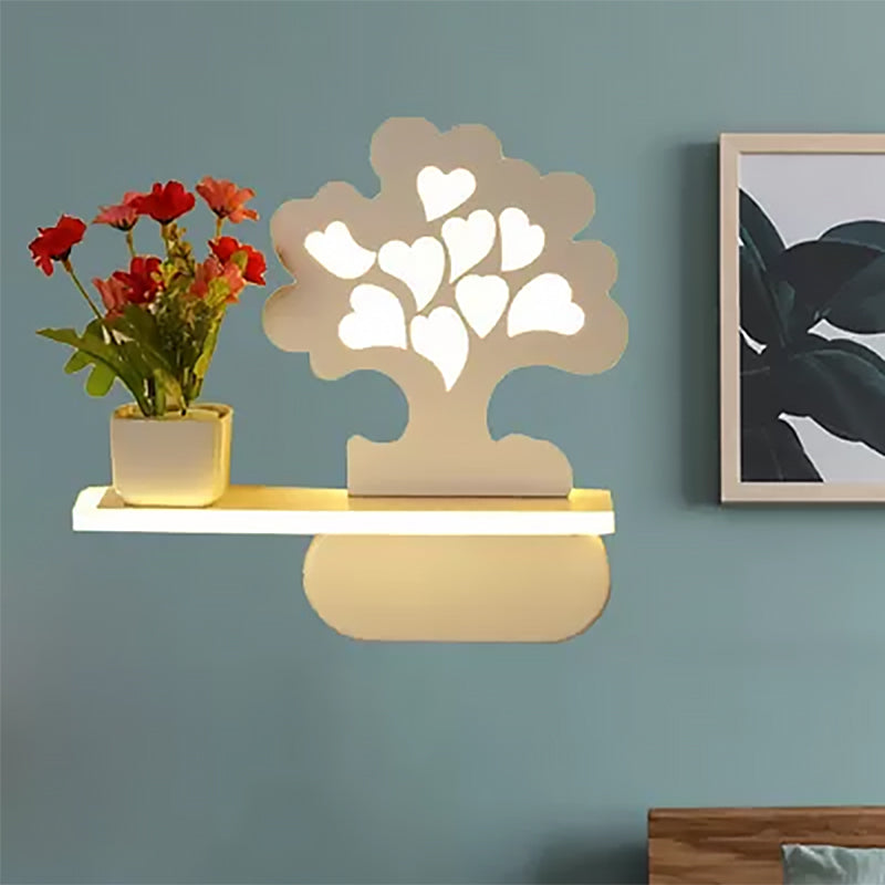 Frendorf | Moderne schöne Baum Wandlampe mit Regal Acryl Wandleuchte in Weiß für Kinderzimmer