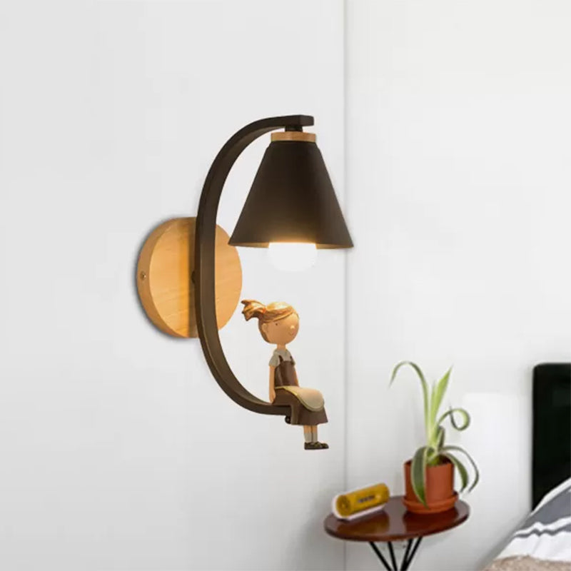 Frendorf | 1 Licht Trichter Schirm Wandleuchte Nordic Stil Metall Wandlampe für Kinder Schlafzimmer Küche