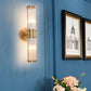 Frendorf | 1/2-Licht Flur Wandleuchte Modernist Stilvolle Goldene Wandleuchte mit Zylindrischem Klaren Kristallschirm