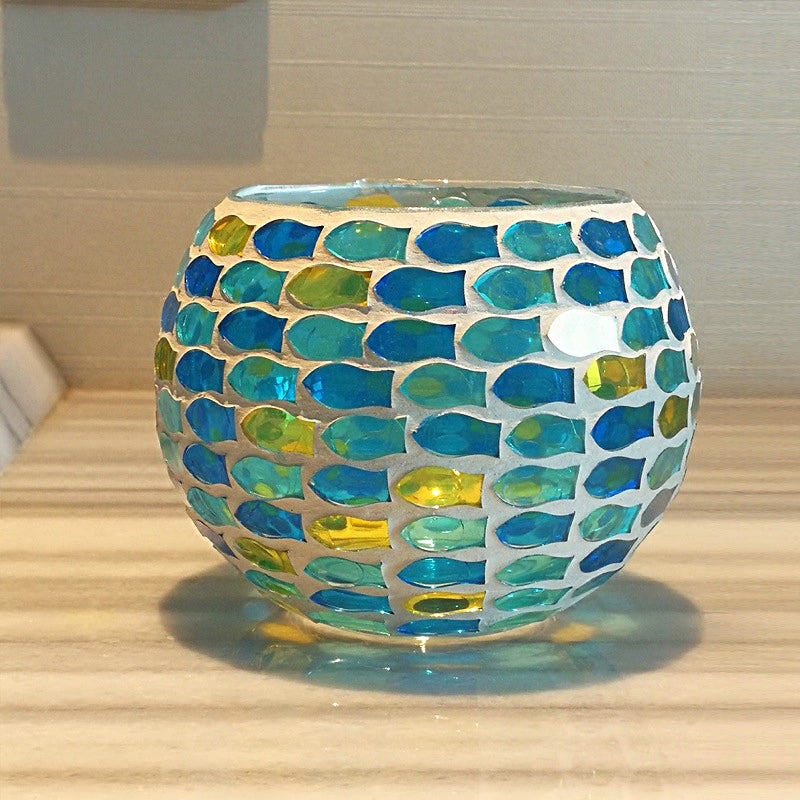 Frendorf Europäischer Retro Glas Mosaik Teelichthalter