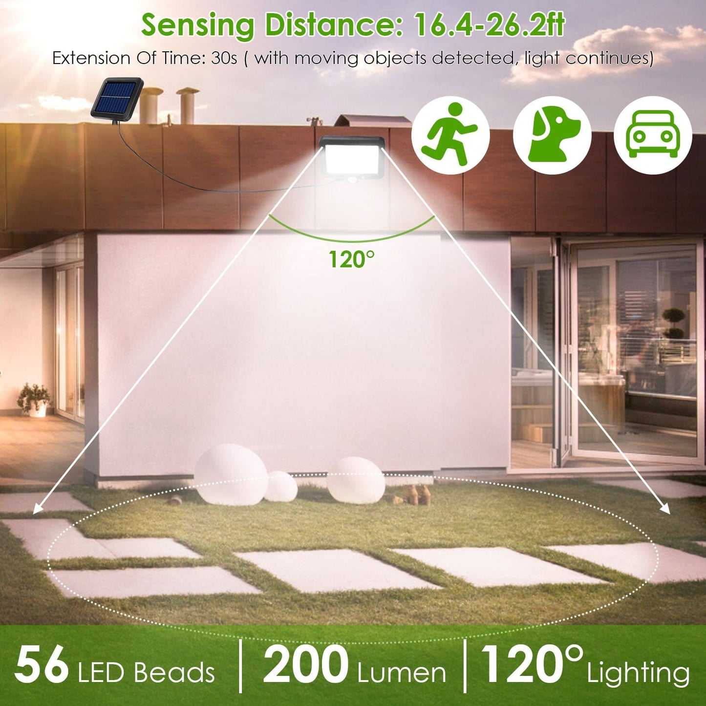 Frendorf | 56 LEDs Außen Solar Sicherheitsflutlicht