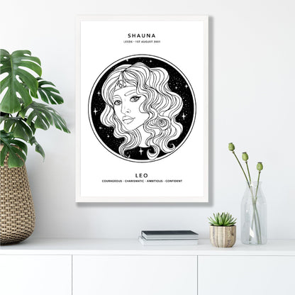 LEO - Personalisiertes Zodiac Mädchen Kunstdruck