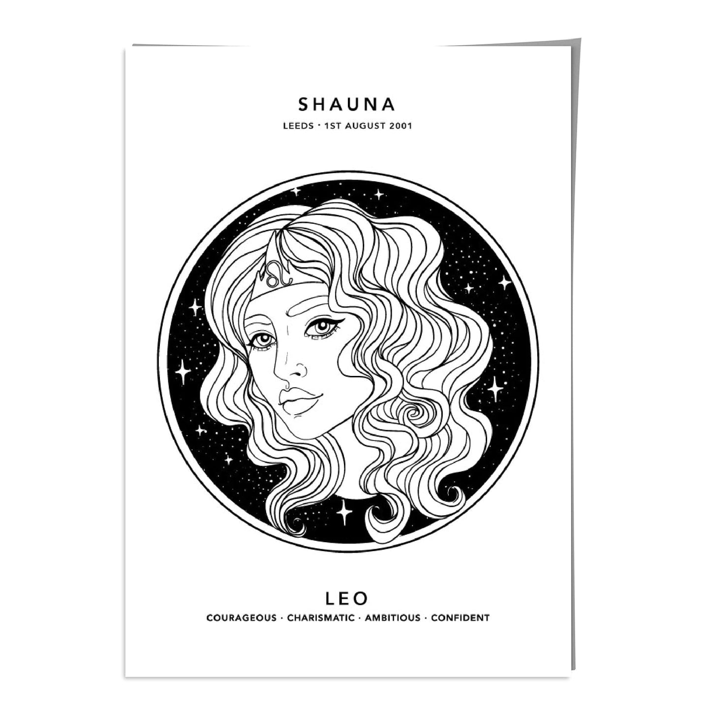 LEO - Personalisiertes Zodiac Mädchen Kunstdruck