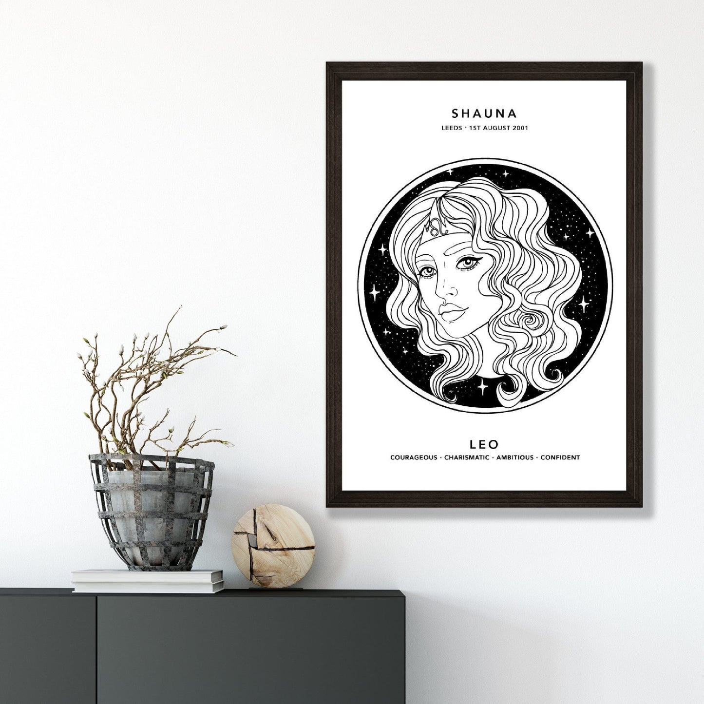 LEO - Personalisiertes Zodiac Mädchen Kunstdruck