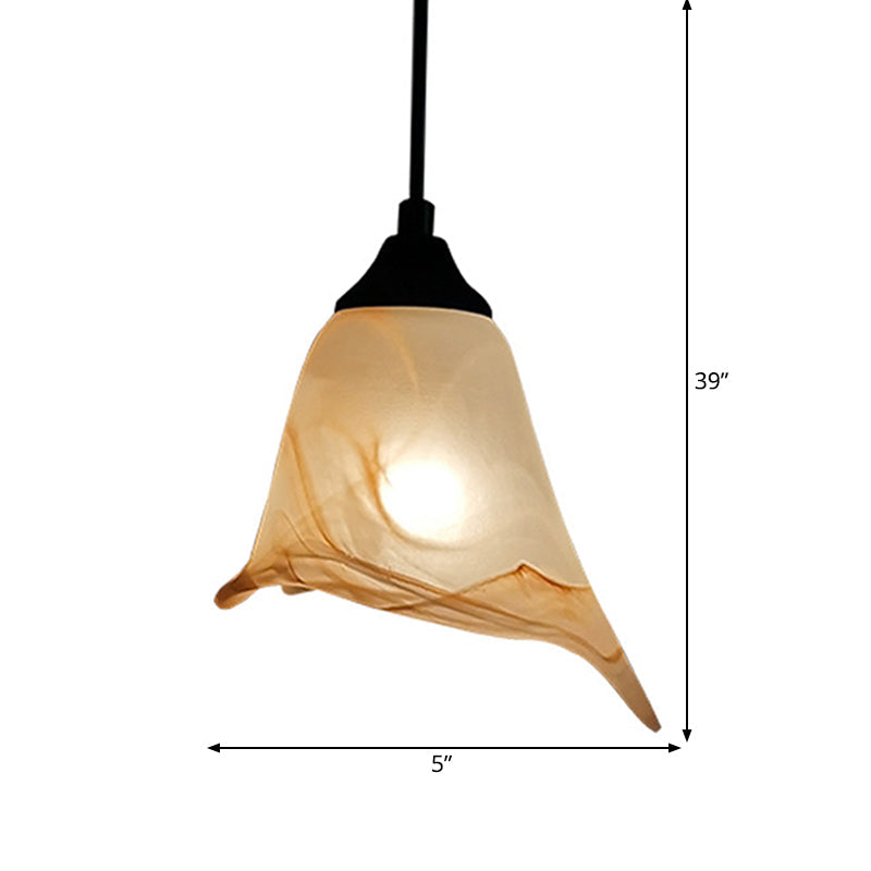 Blumenform/Kegel Wohnraum Hängeleuchte Kit Traditionelles strukturiertes Glas 1 Licht Weiße Pendelleuchte