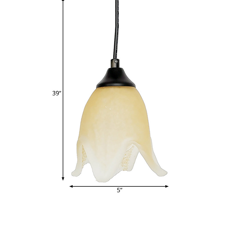 Blumenform/Kegel Wohnraum Hängeleuchte Kit Traditionelles strukturiertes Glas 1 Licht Weiße Pendelleuchte