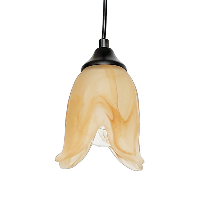 Blumenform/Kegel Wohnraum Hängeleuchte Kit Traditionelles strukturiertes Glas 1 Licht Weiße Pendelleuchte