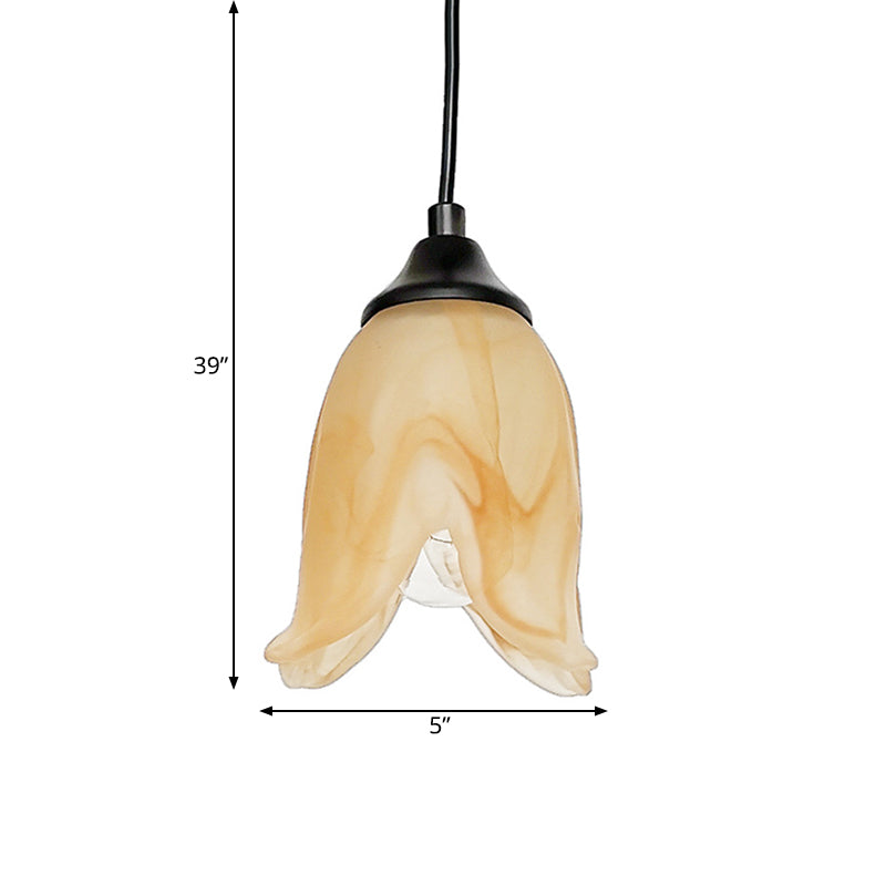 Blumenform/Kegel Wohnraum Hängeleuchte Kit Traditionelles strukturiertes Glas 1 Licht Weiße Pendelleuchte