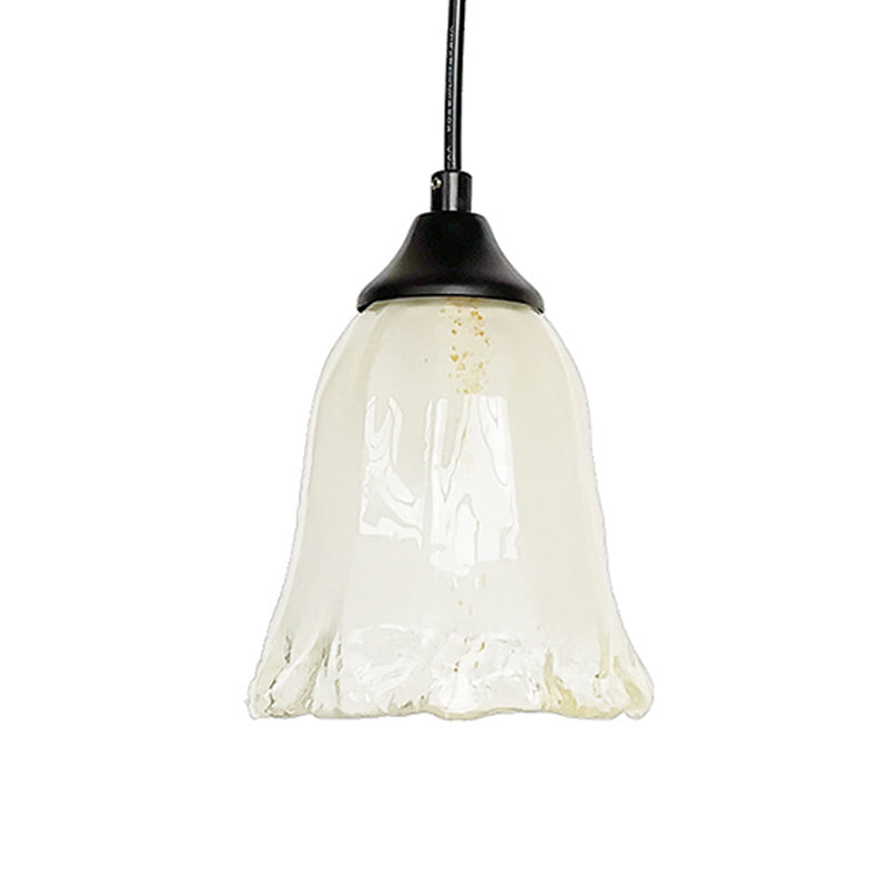Blumenform/Kegel Wohnraum Hängeleuchte Kit Traditionelles strukturiertes Glas 1 Licht Weiße Pendelleuchte