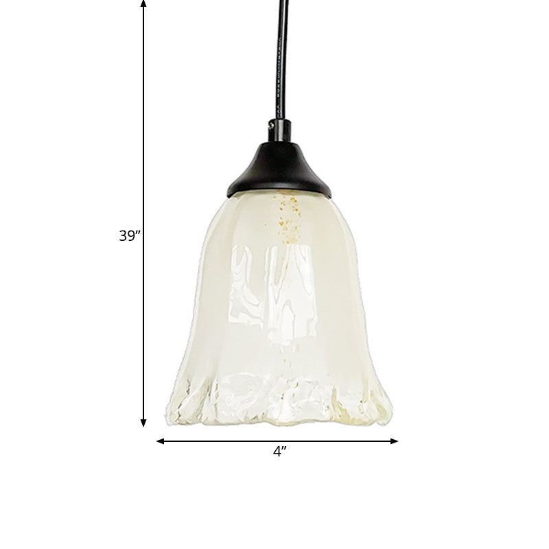 Blumenform/Kegel Wohnraum Hängeleuchte Kit Traditionelles strukturiertes Glas 1 Licht Weiße Pendelleuchte
