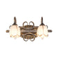 Frendorf | 2/3 Lichten Frosted Glas Vanity Light Fixture Traditionele Antieke Messing Bloemvormige Badkamer Verlichting Fixture