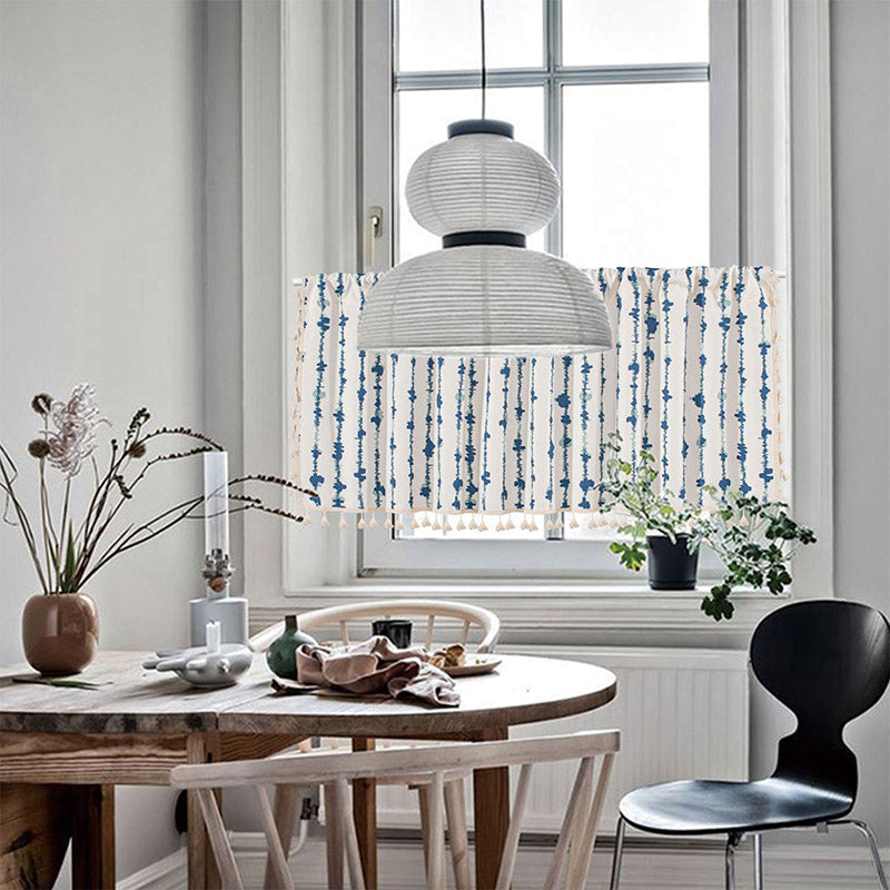 Blaue EKG Quasten Schrank Vorhang