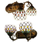 Frendorf | Tiffany Classic Koepel Wandlamp met Kraal 2 Koppen Geveegd Glas Wandlamp in Rood/Geel voor Hotel
