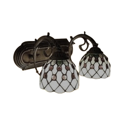 Frendorf | Tiffany Classic Koepel Wandlamp met Kraal 2 Koppen Geveegd Glas Wandlamp in Rood/Geel voor Hotel