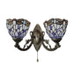 Frendorf | 8.5"/11" Breite Libelle Wohnzimmer Wand Leuchte Buntglas 2 Köpfe Tiffany Vintage Wand Licht in Blau