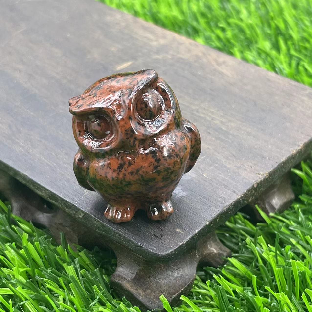 Frendorf 3.5cm natürliche Kristall Eule Ornament Edelstein Dekoration