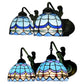 Frendorf | Dome Wandlamp Mediterraan Blauw Glas 2 Koppen 16"/18" Breed Antiek Brons Muur Geïnstalleerde Lamp