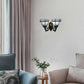 Frendorf | Gestreepte Glazen Piramide Wandlamp 2 Lichten Tiffany Traditionele Wandcursor in Amber/Blauw voor Slaapkamer