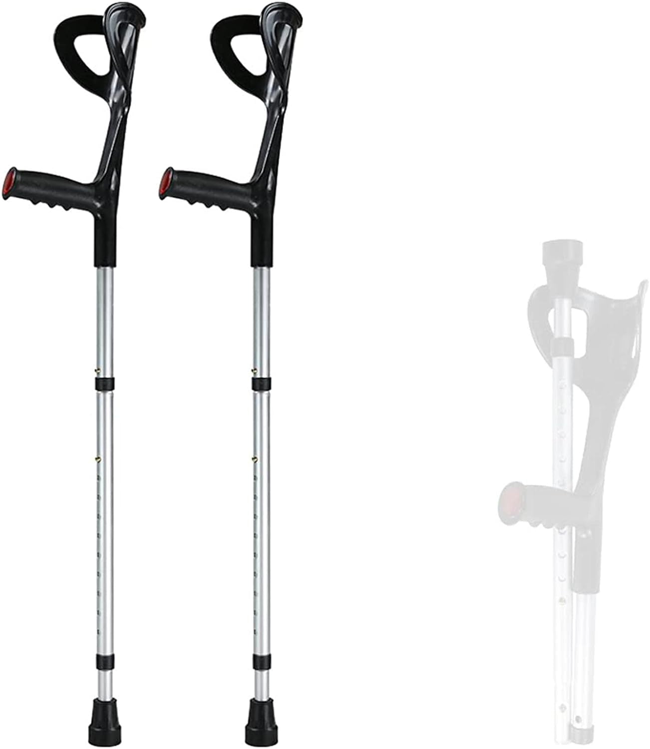 Frendorf | 2×Erwachsenen Unterarmkrücken, faltbare Gehhilfen, verstellbare Krücken, ergonomische Griffe, rutschfeste Gummikappen, für Höhen von 140-190 cm