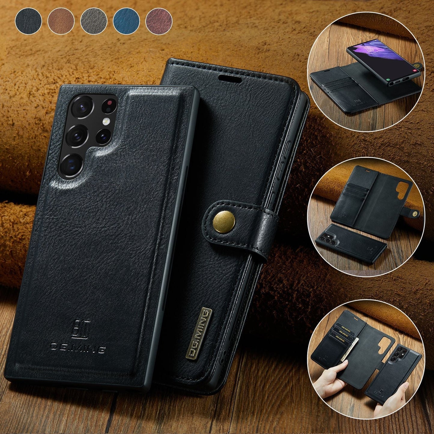 Frendorf | 2 in 1 abnehmbare Flip-Ledertasche für Samsung Galaxy