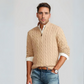 Frendorf | Reißverschlusspullover für Herren | Stilvoller Strickpullover im Zopfmuster mit V-Ausschnitt und Reißverschluss