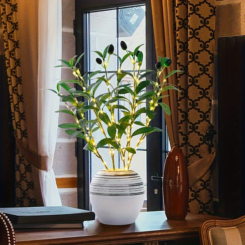 Beleuchteter Olivenbaum LED Lampe – Modernes Dekor für festliche Anlässe, Hochzeiten, Geburtstage und Partystimmung, ideal für Esstisch, Schrank oder Café-Dekor