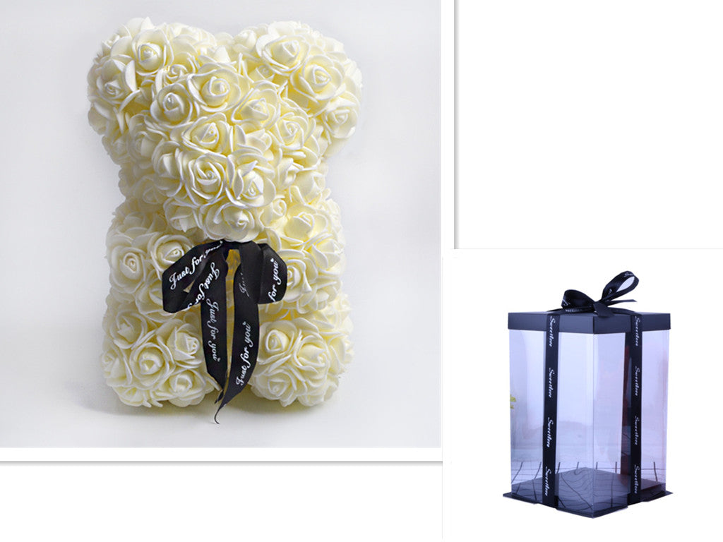 Frendorf | Valentinstag Geschenk Rose Bär Ewige Blume Rose Teddybär PE Schaum Bär 25cm Valentinstag