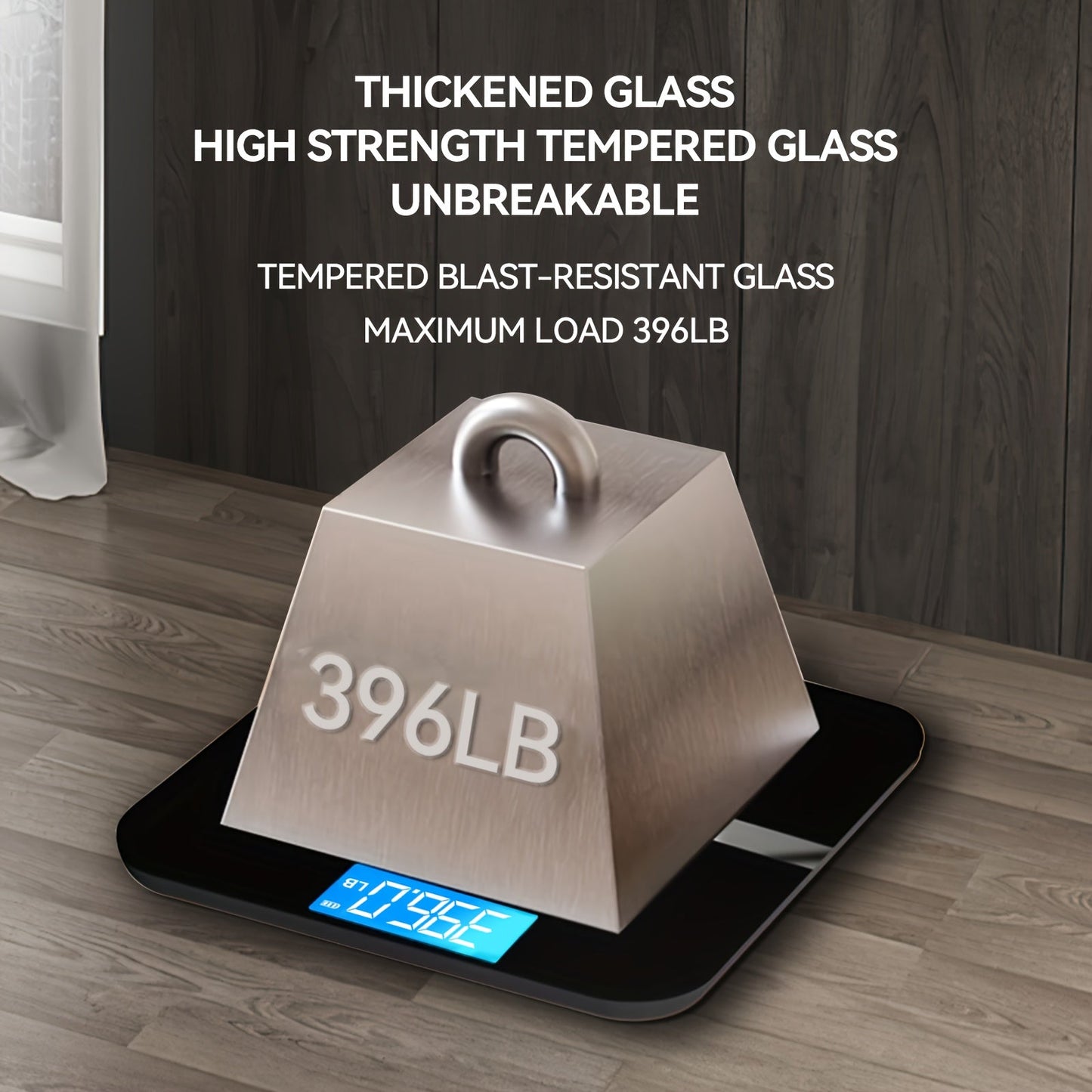 Badezimmer Digitale Personenwaage – Extra Breite Plattform, Hohe Kapazität 390 lbs, Genau und Sicher mit Großen Zahlen, Einfach Ablesbares Beleuchtet LCD-Display