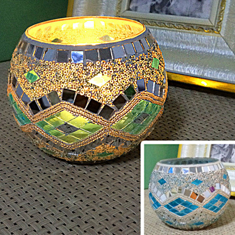 Frendorf Europäischer Retro Glas Mosaik Teelichthalter