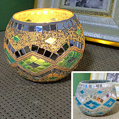 Frendorf Europäischer Retro Glas Mosaik Teelichthalter