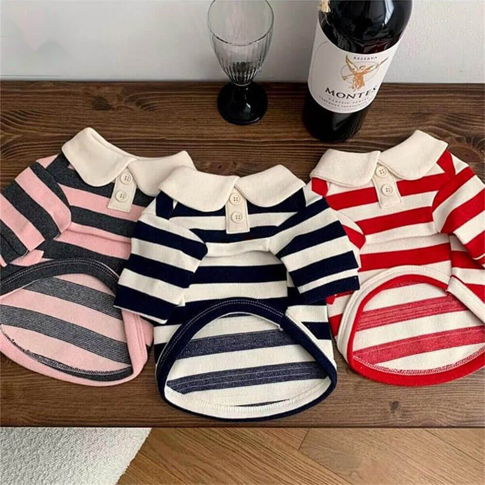 Klassische gestreifte Polo-Hundeshirts