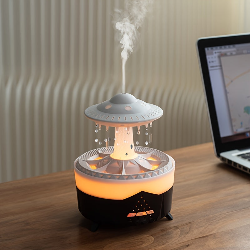 Entspannender Regenstropfen Aromatherapie Ätherisches Öl Diffusor - LED Licht & Luftbefeuchter