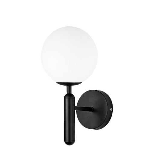 Frendorf | 1 Lichtklar Texturiertes Glas Wand Sconces Licht Modern Schwarze Globe Schlafzimmer Beleuchtung Fixture