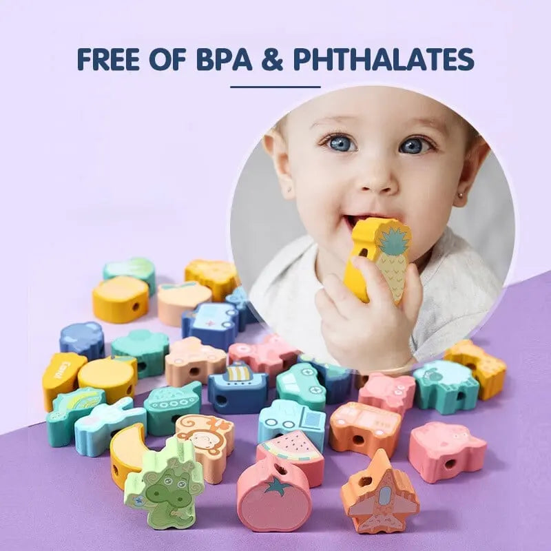 Frendorf | Bildungs-Holzperlen zum Schnürsenkel für Kinder