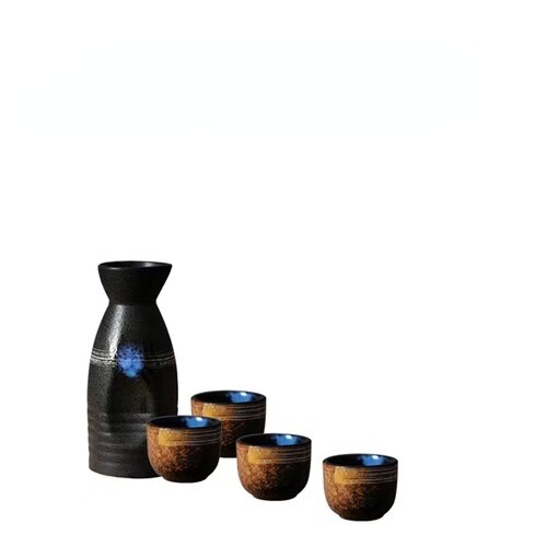5 Stück Retro Japanisches Sake Set Keramik Krug Schnapsbecher 1 Kanne 4 Tassen Zuhause Bar Sake Weißwein Kanne Kreative Trinkgeschirr Geschenke