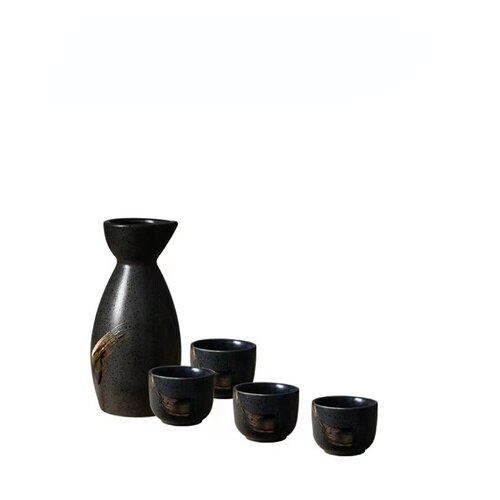 5 Stück Retro Japanisches Sake Set Keramik Krug Schnapsbecher 1 Kanne 4 Tassen Zuhause Bar Sake Weißwein Kanne Kreative Trinkgeschirr Geschenke