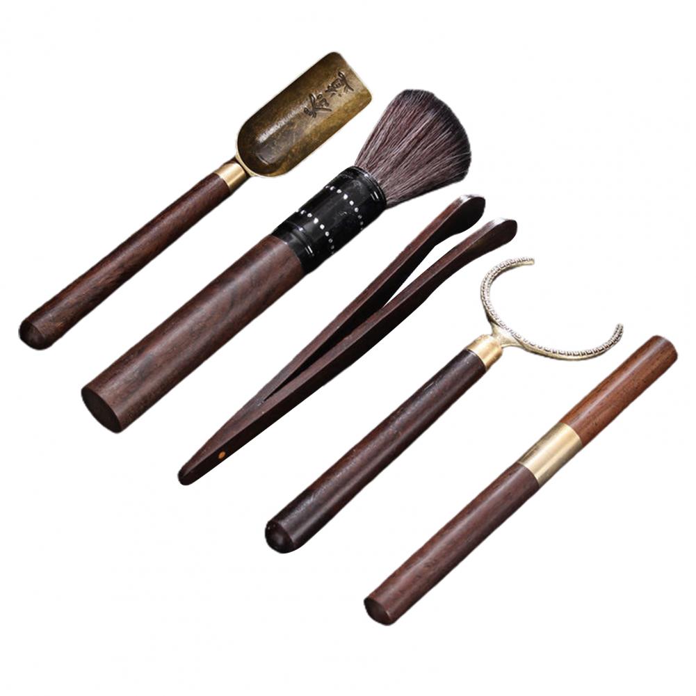 5 Stück/Set Teezubehör hitzebeständige Kung Fu Teewerkzeuge Holz Chinesischer Gongfu Teelöffel Teezange Nadelset Teestube Zubehör